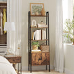 Bookcase – Steel – Rustic Brown – 4 Shelves with Cupboard