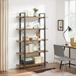 5-Layer Bookcase – Wood – Rustic Brown – Industrial Design with Easy Assembly