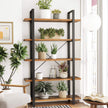 5-Layer Bookcase – Wood – Rustic Brown – Industrial Design with Easy Assembly