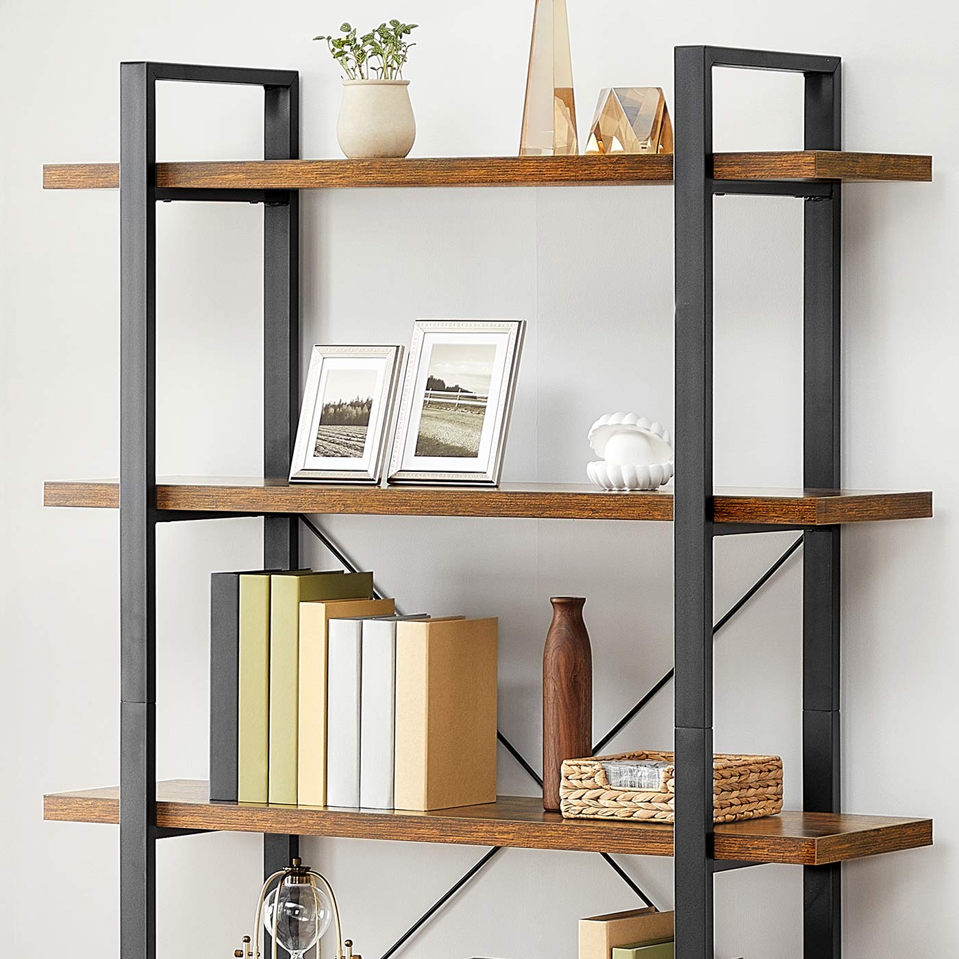 5-Layer Bookcase – Wood – Rustic Brown – Industrial Design with Easy Assembly