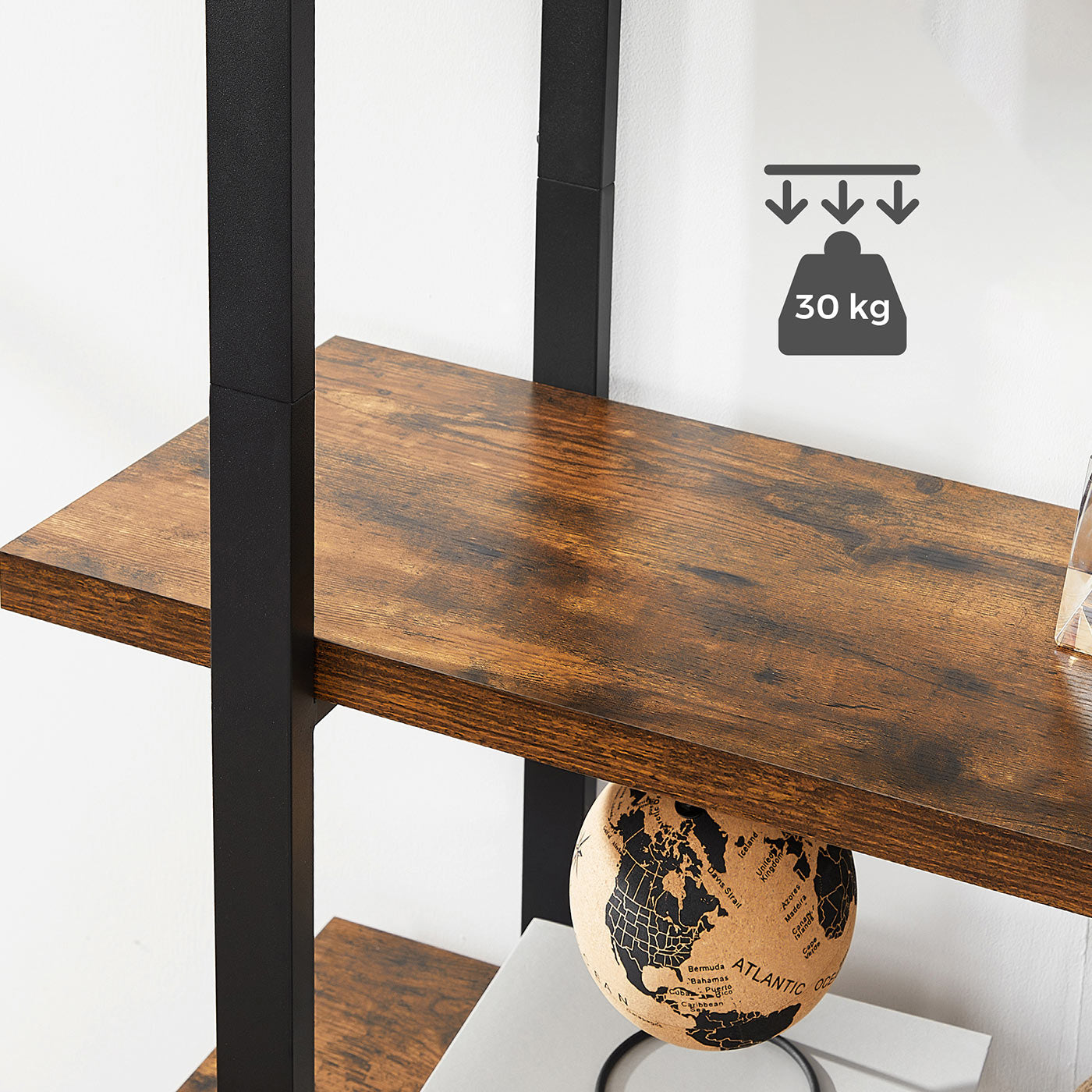 5-Layer Bookcase – Wood – Rustic Brown – Industrial Design with Easy Assembly