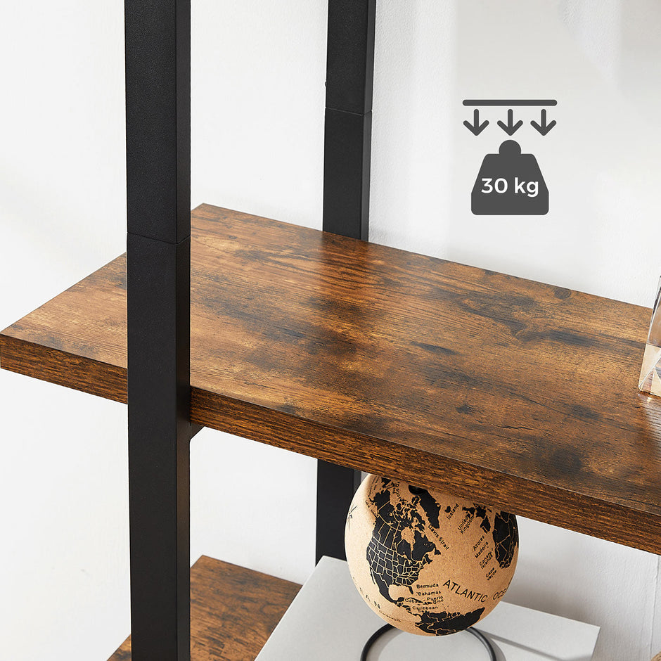 5-Layer Bookcase – Wood – Rustic Brown – Industrial Design with Easy Assembly