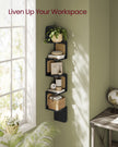 5-Tier Corner Floating Wall Shelf – PVC Rattan – Ash Black – Space-Saving Zigzag Design