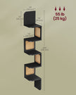 5-Tier Corner Floating Wall Shelf – PVC Rattan – Ash Black – Space-Saving Zigzag Design