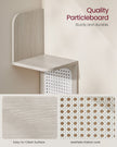 5-Tier Corner Floating Wall Shelf – PVC Rattan – Oatmeal Beige – Space-Saving Zigzag Design