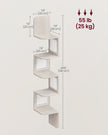 5-Tier Corner Floating Wall Shelf – PVC Rattan – Oatmeal Beige – Space-Saving Zigzag Design