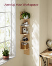 5-Tier Wall-Mounted Corner Shelf – Oak Beige – Zigzag Design – Space-Saving with PVC Rattan Sides