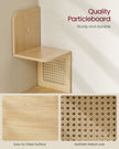 5-Tier Wall-Mounted Corner Shelf – Oak Beige – Zigzag Design – Space-Saving with PVC Rattan Sides