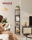 5-Tier Corner Shelf – Metal – Ebony Black – Rattan Effect Sides
