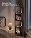 5-Tier Corner Shelf – Metal – Ebony Black – Rattan Effect Sides