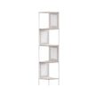 5-Tier Corner Shelf – Metal – Oatmeal Beige – Rattan Effect Sides