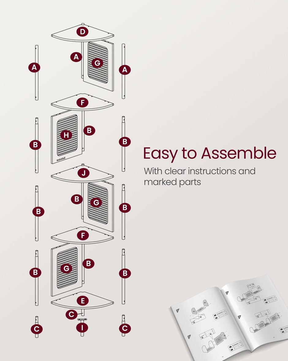 5-Tier Corner Shelf – Metal – Oatmeal Beige – Rattan Effect Sides