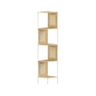 Corner Shelf – Metal – Oak Beige – 5-Tier with Rattan Effect Sides