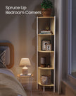 5-Tier Corner Bookshelf – Metal – Black – Rattan Effect Sides