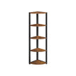 5-Tier Corner Shelf – Industrial Wood and Metal – Rustic Brown and Black – Multipurpose Design