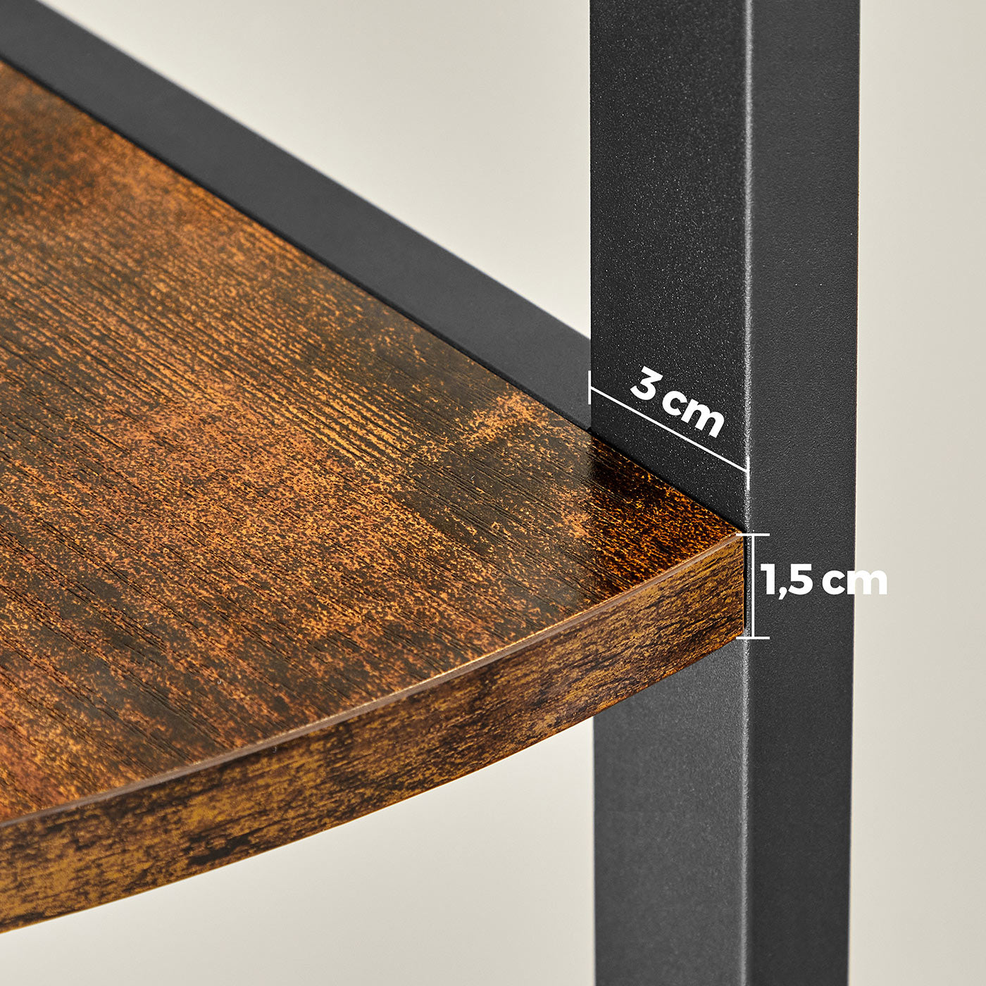 Corner Shelf – Wood and Metal – Rustic Brown and Black – 5-Tier Multipurpose Design