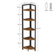 Corner Shelf – Wood and Metal – Rustic Brown and Black – 5-Tier Multipurpose Design