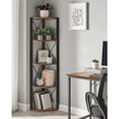 5 Tier Corner Shelf – Engineered Wood – Rustic Brown and Black – Multipurpose Storage Unit