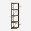 5 Tier Corner Shelf – Engineered Wood – Rustic Brown and Black – Multipurpose Storage Unit