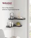 Set of 2 L-Shaped Floating Shelves – Engineered Wood – Black – Industrial Style Corner Design
