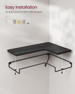 Set of 2 L-Shaped Floating Shelves – Engineered Wood – Black – Industrial Style Corner Design