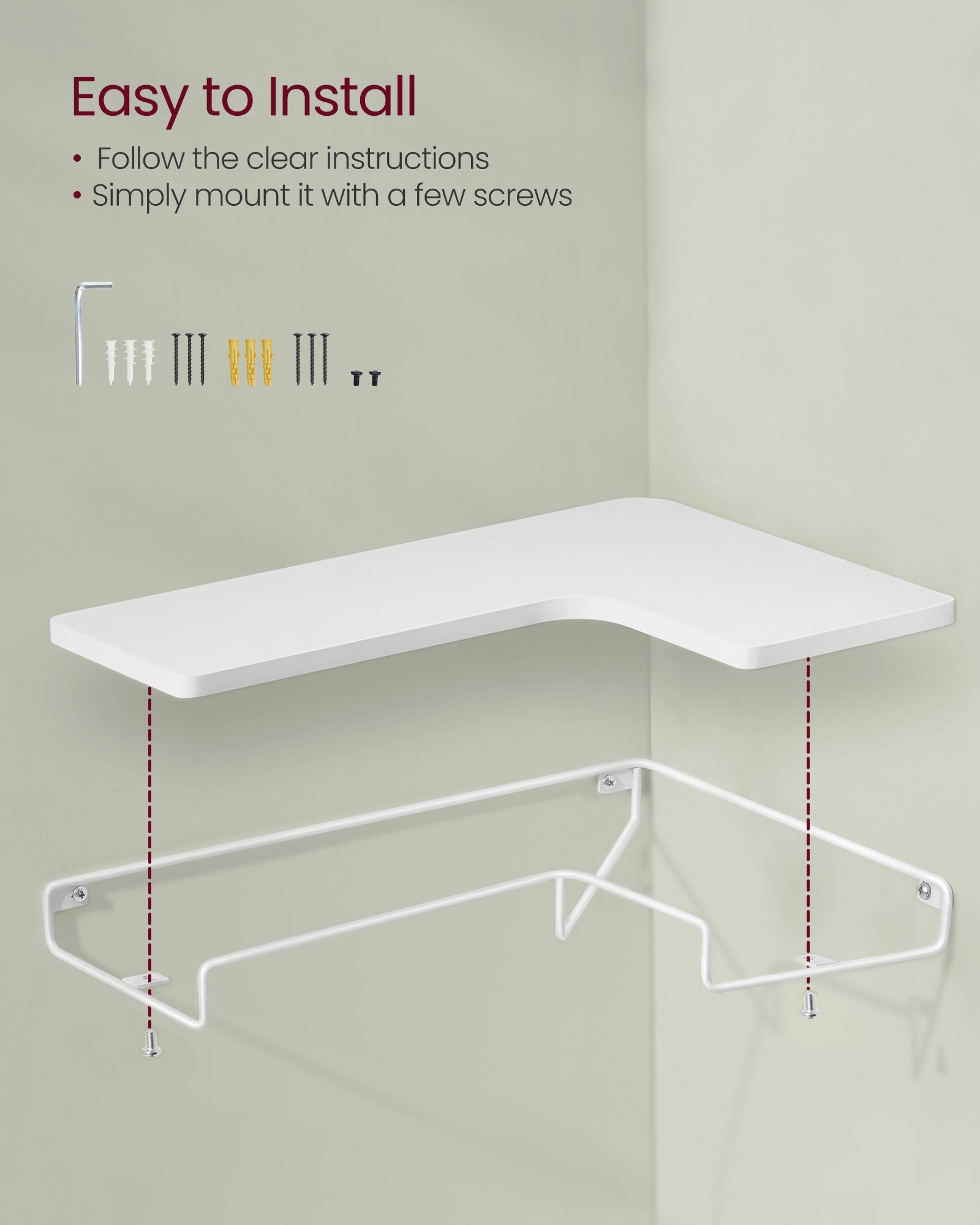 Set of 2 L-Shaped Floating Shelves – Wood – Cloud White – Industrial Style