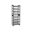Stackable 4-Tier Shoe Organiser – Metal Mesh – Black – Compact Large Capacity for 16-24 Pairs