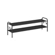 2-Tier Shoe Rack – Fabric – Ink Black – Height-Adjustable with 4 Hooks