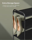 2-Tier Shoe Rack – Fabric – Ink Black – Height-Adjustable with 4 Hooks