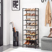 8-Tier Slim Shoe Rack – Metal – Black – Space-Saving Design for 16-24 Pairs of Shoes