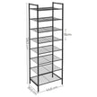 8-Tier Slim Shoe Rack – Metal – Black – Space-Saving Design for 16-24 Pairs of Shoes