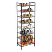 8-Tier Slim Shoe Rack – Metal – Black – Space-Saving Design for 16-24 Pairs of Shoes
