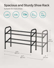 Expandable Shoe Rack – Metal – Ink Black – Adjustable 2-Tier Storage Solution