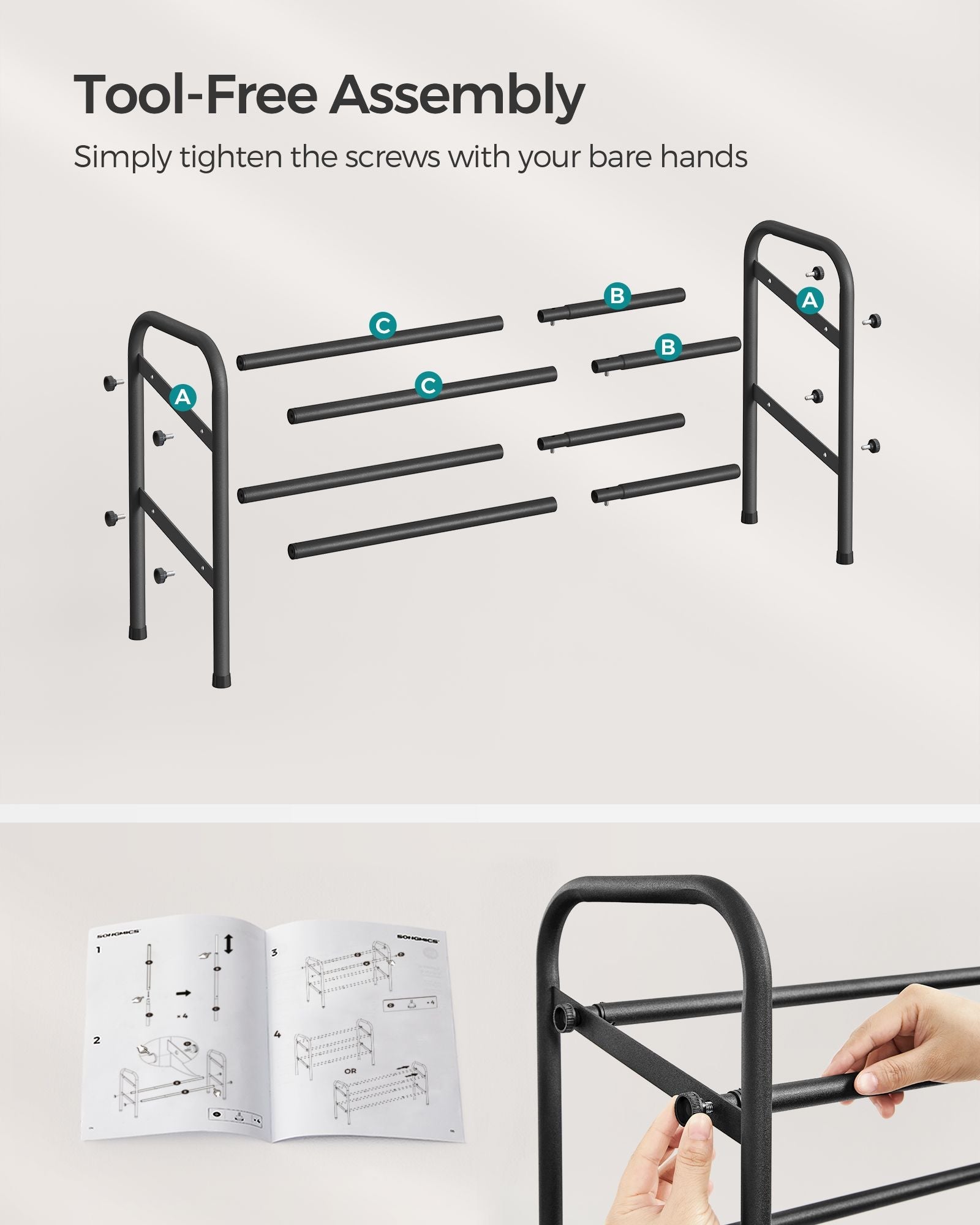 Expandable Shoe Rack – Metal – Ink Black – Adjustable 2-Tier Storage Solution