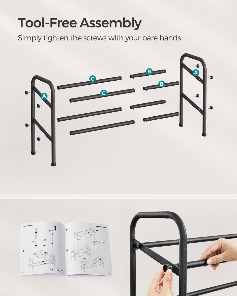 Expandable Shoe Rack – Metal – Ink Black – Adjustable 2-Tier Storage Solution