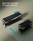 3-Tier Fabric Shoe Rack – Ink Black – Height-Adjustable – Holds Up to 12 Pairs with 4 Hooks