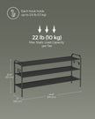 3-Tier Fabric Shoe Rack – Ink Black – Height-Adjustable – Holds Up to 12 Pairs with 4 Hooks
