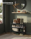 3-Tier Fabric Shoe Rack – Ink Black – Height-Adjustable – Holds Up to 12 Pairs with 4 Hooks