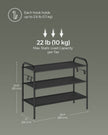 3-Tier Fabric Shoe Rack – Ink Black – Height-Adjustable – Holds Up to 12 Pairs with 4 Hooks