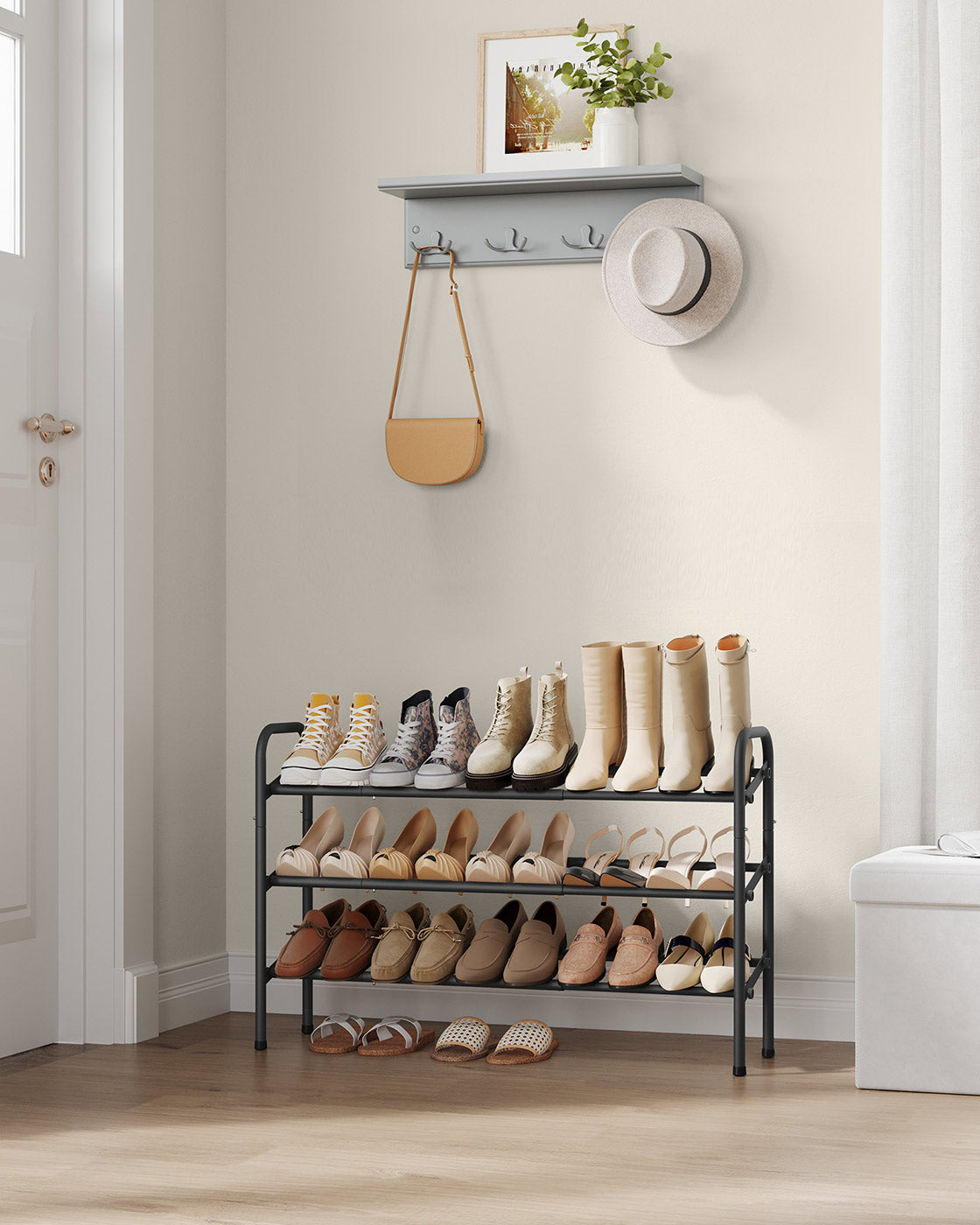 Expandable Shoe Rack – Metal – Ink Black – Adjustable and Free Standing