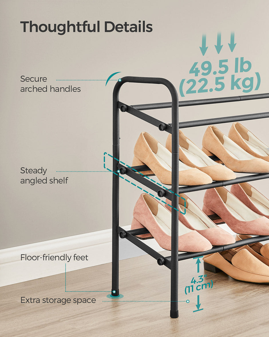 Expandable Shoe Rack – Metal – Ink Black – Adjustable and Free Standing