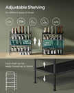 Shoe Rack – Fabric – Ink Black – 4-Tier with Hooks and Height-Adjustable Design