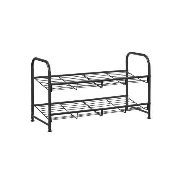 2-Tier Stackable Shoe Rack – Steel – Black – Holds Up to 12 Pairs