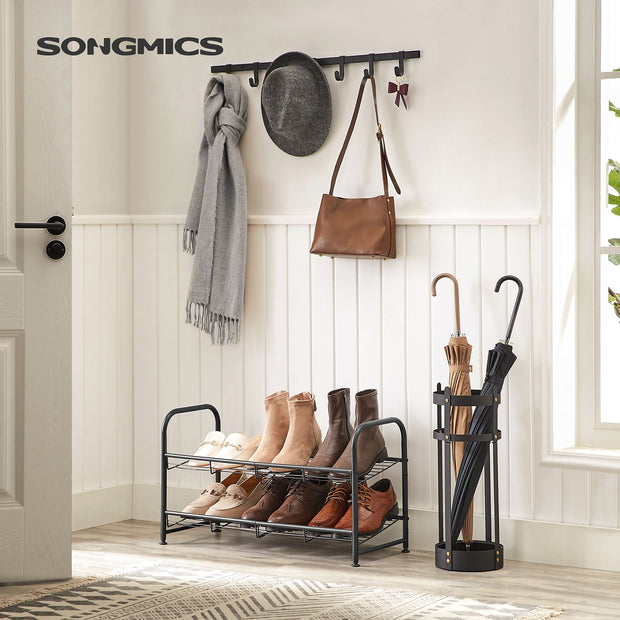 2-Tier Stackable Shoe Rack – Steel – Black – Holds Up to 12 Pairs