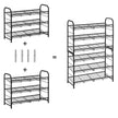 Shoe Rack – Steel – Black – Adjustable 3-Tier Storage for Up to 12 Pairs