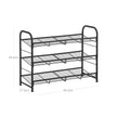 Shoe Rack – Steel – Black – Adjustable 3-Tier Storage for Up to 12 Pairs