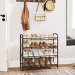 4 Tier Shoe Rack – Steel – Black – Stackable Storage for Up to 12 Pairs