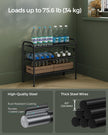 3-Tier Metal Shoe Rack – Ink Black – Holds 12 Pairs – Height-Adjustable with 4 Side Hooks