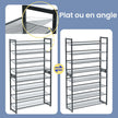 8-Tier Shoe Rack – Metal – Black – Large Capacity with Adjustable Shelves