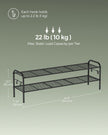 Shoe Rack – Metal – Ink Black – 2-Tier Design with 4 Hooks, Holds 12 Pairs
